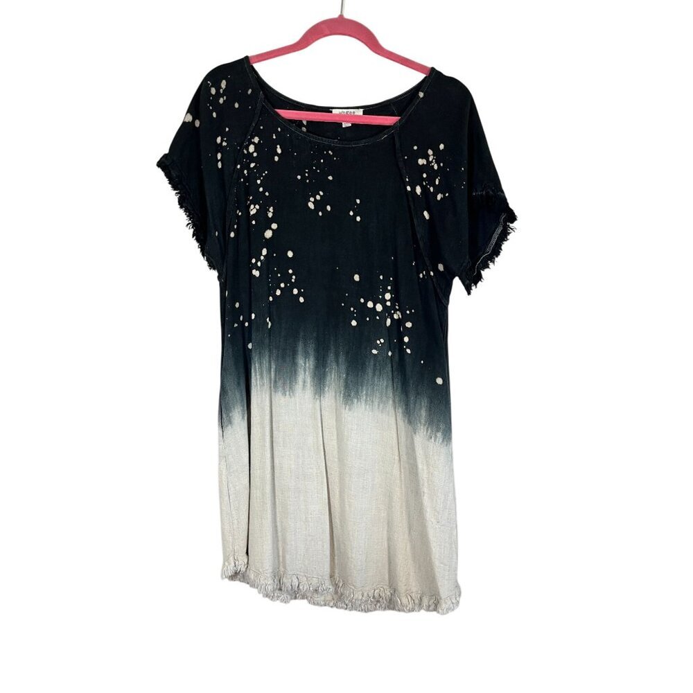 Umgee Black to Cream Ombre Mini Dress with Splatter Detail